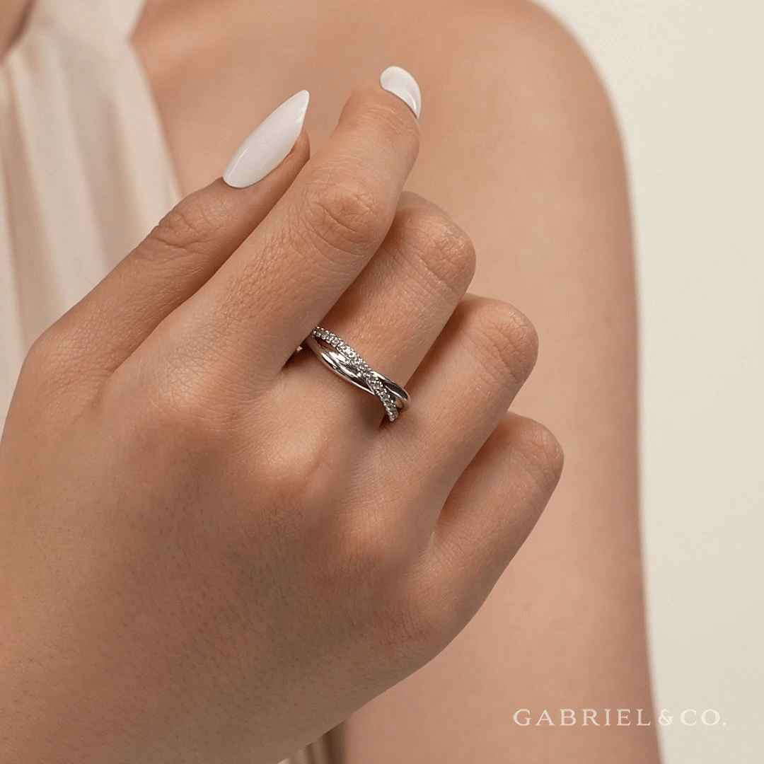 Braided pave sale ring