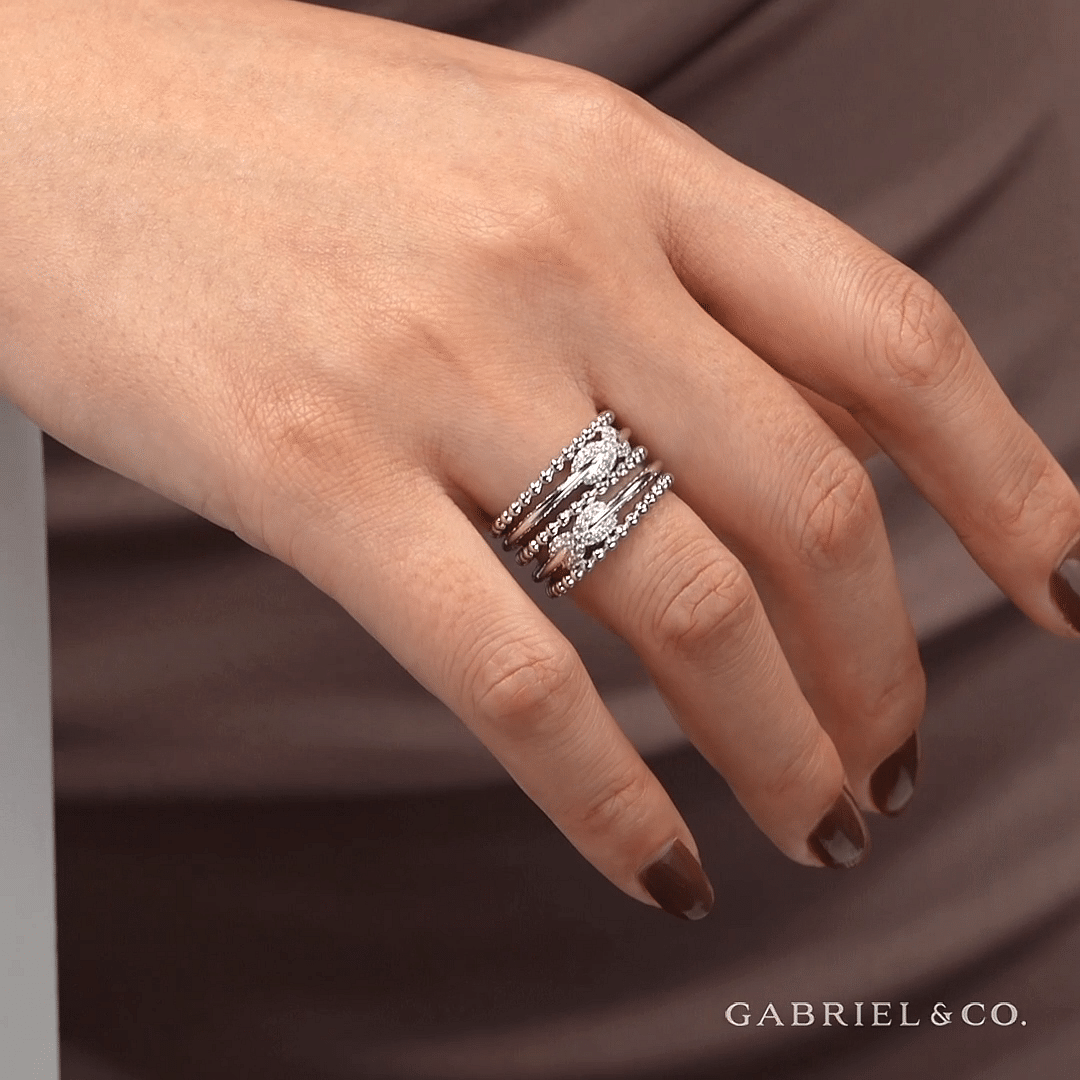 指輪・リング BUI / STACKING R 925 Sterling Silver White Sapphire Multi Row Bujukan Easy
