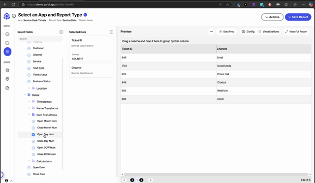 How to build a chart with numbers for the x-axis