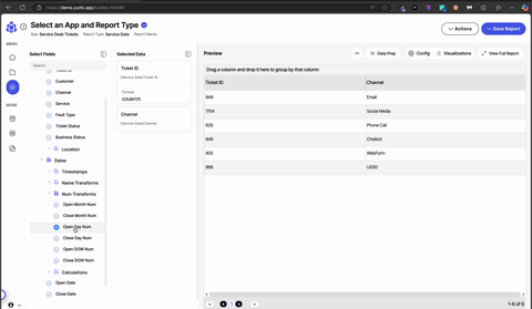 How to build a chart with numbers for the x-axis