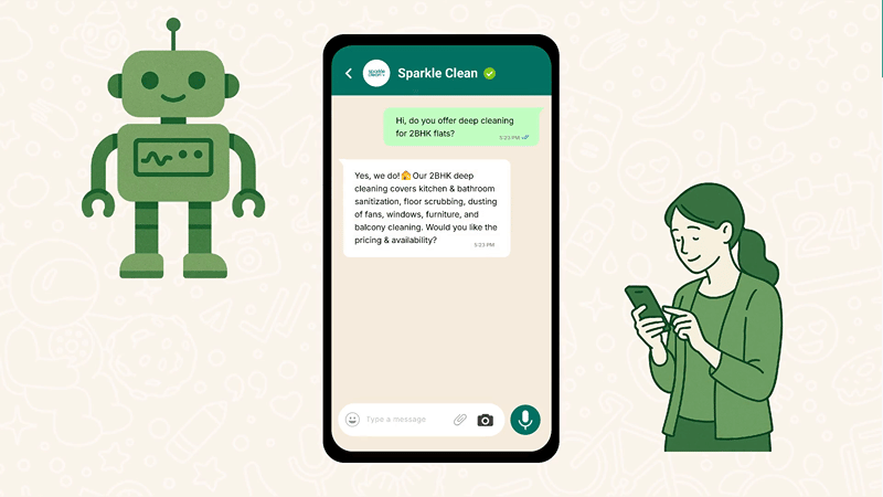 The WhatsApp AI Agent answering a customer