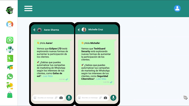 Sube tus contactos y envía mensajes masivos