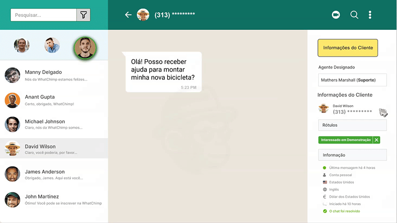 Um inbox de chat ao vivo para toda a sua equipe