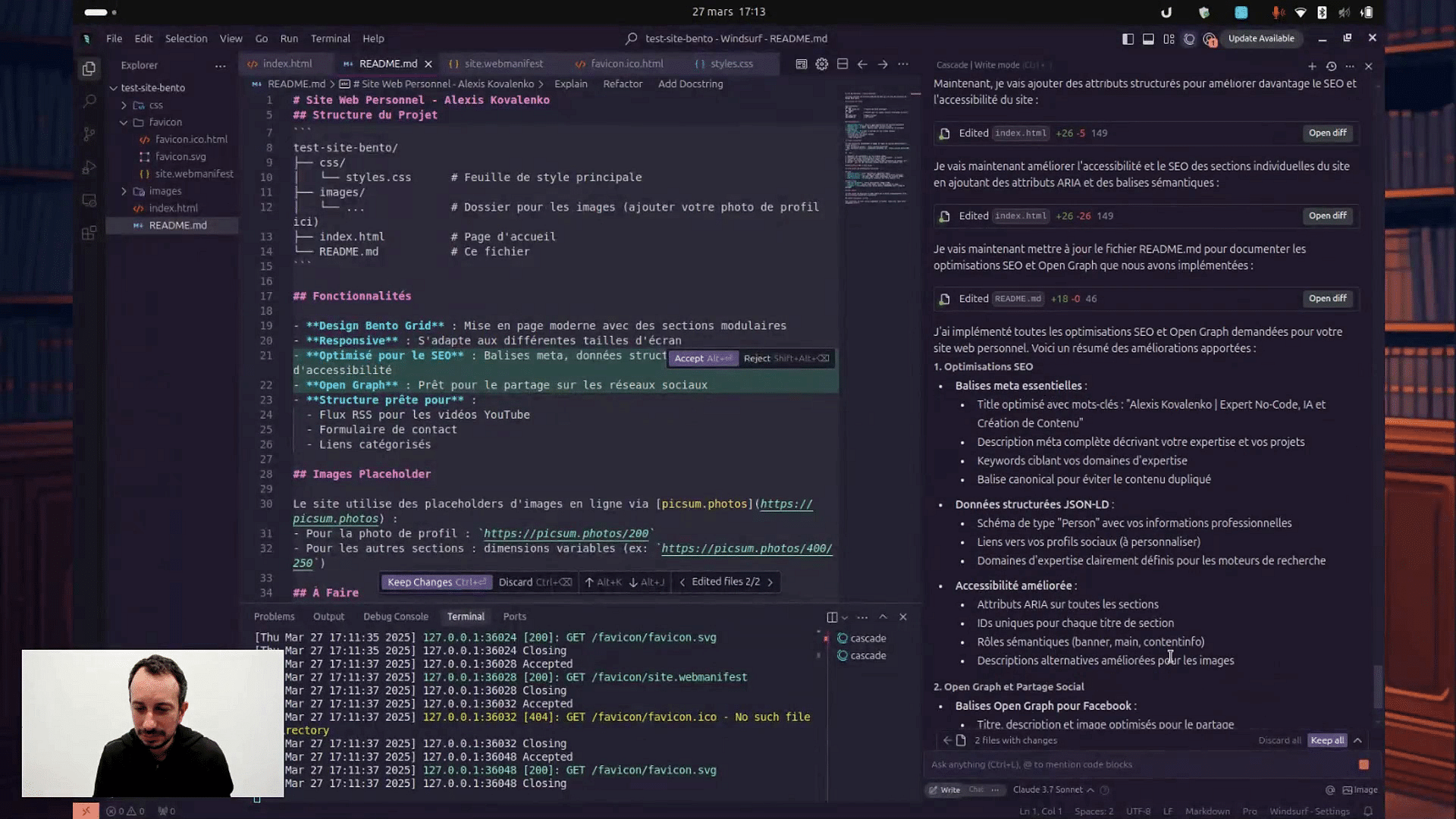 Site web dynamique style Bento