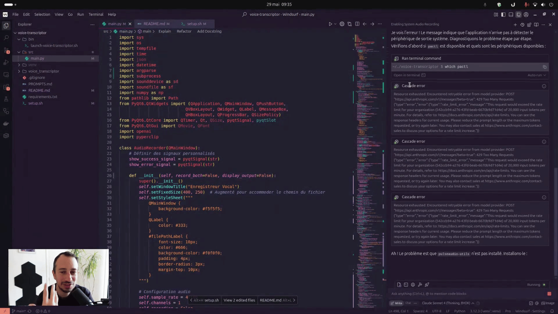 Création d'un logiciel de transcription en Python