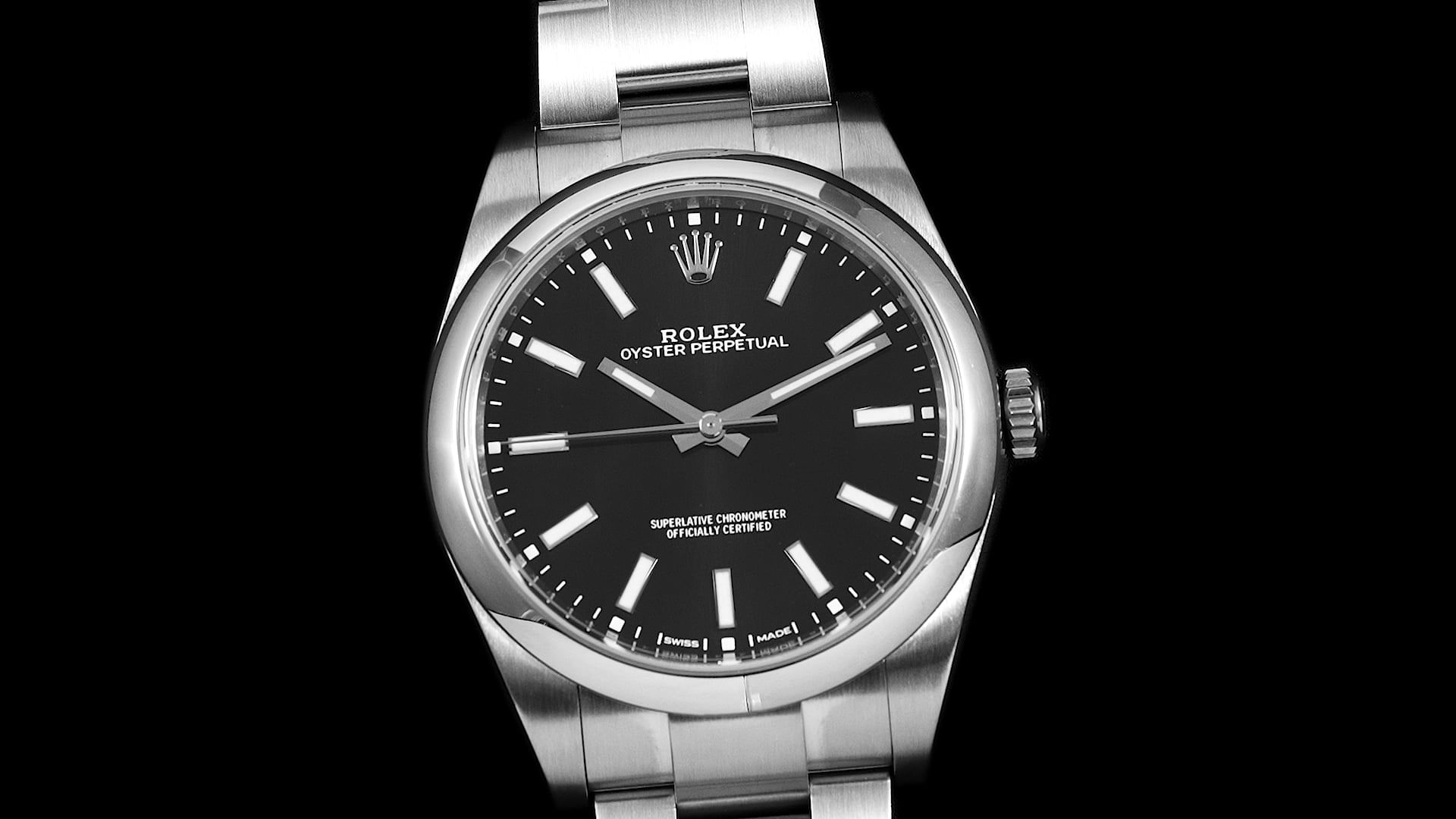 Pre-Owned Rolex Oyster Perpetual Men Watch in Black Colour Dial