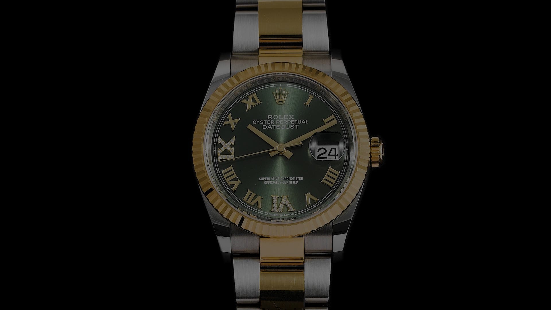 【新品】GREEN CLOTHING MOVEMENT PNT 24-25 Rolex Datejust 36 NEW 2024 Green Roman Diamond Dial Two Tone