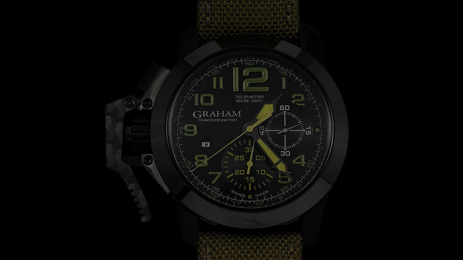 Pre-Owned Graham Chronofighter Oversize Men Watch in Black Colour Dial