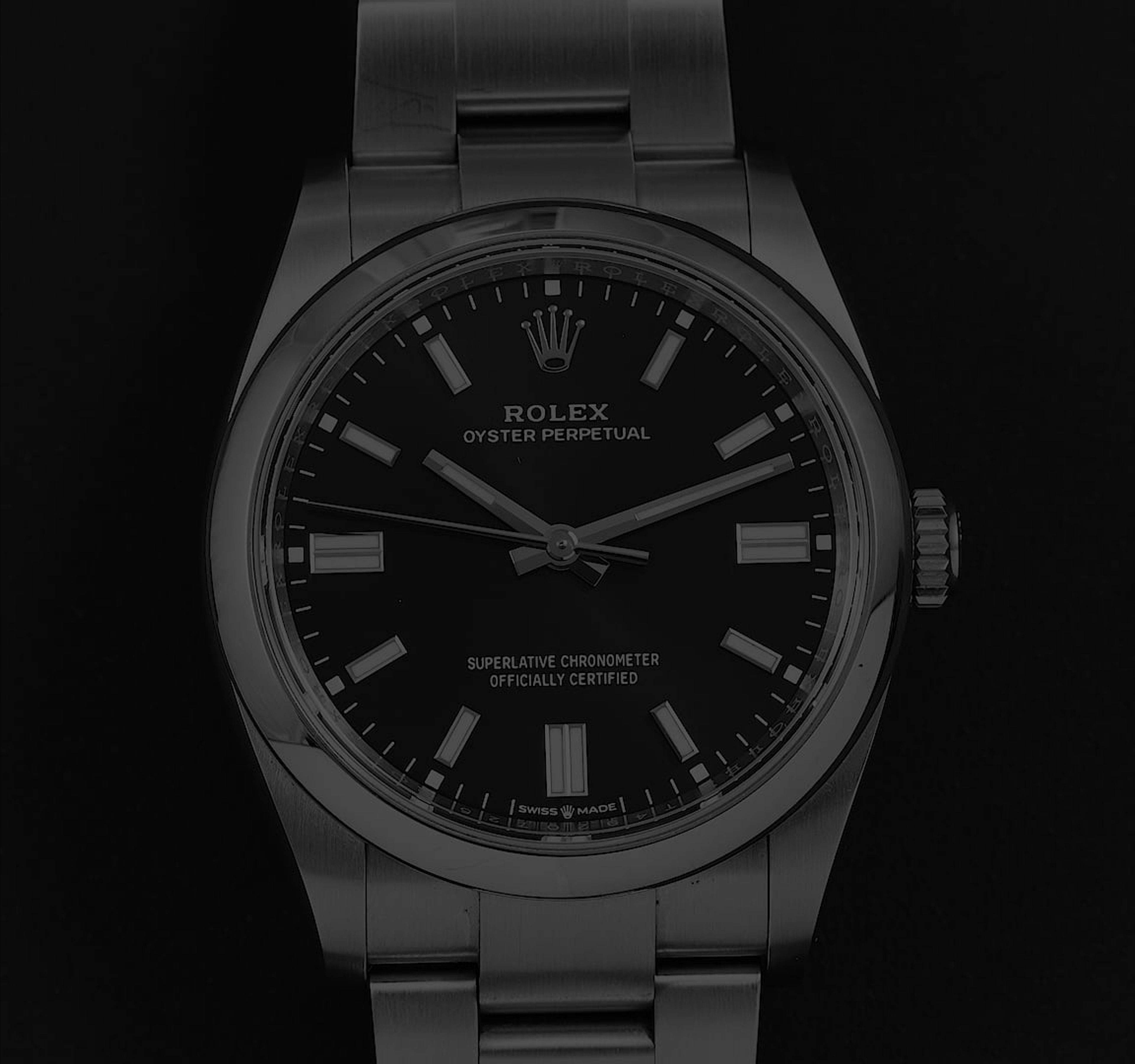 Pre-Owned Rolex Oyster Perpetual Unisex Watch in Black Pre-Owned Rolex Oyster Perpetual Unisex Watch in Black