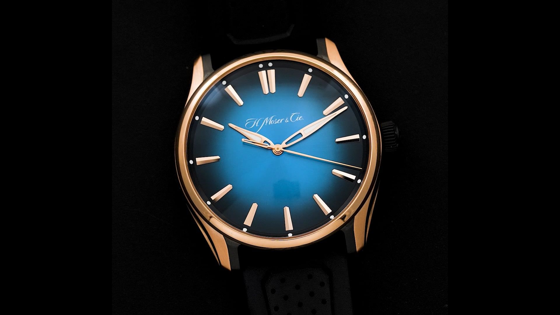 Pre-Owned H. Moser & Cie. Pioneer Men Watch in Blue Colour Dial