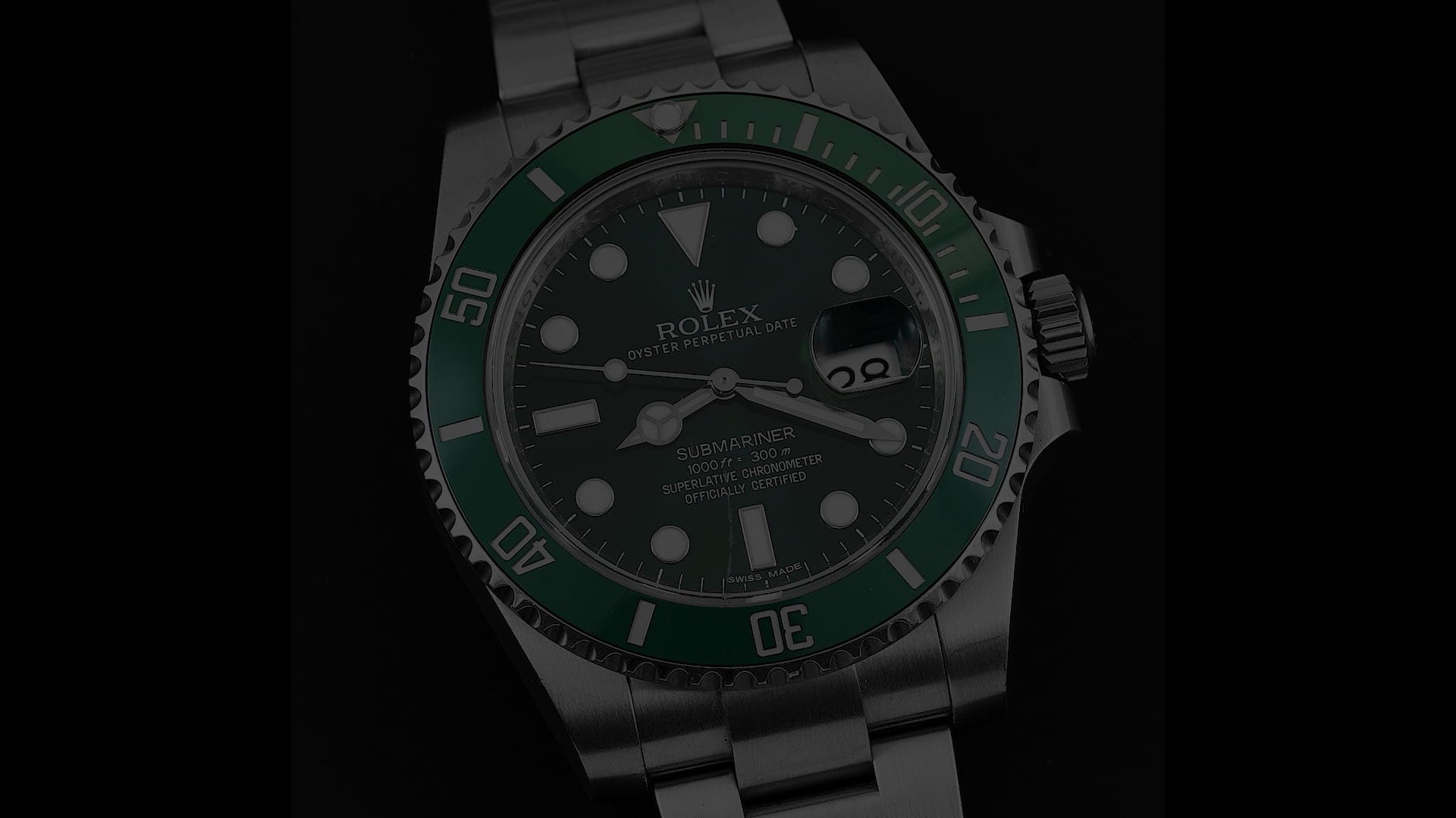 Pre-Owned Rolex Submariner Men Watch in Green Colour Dial