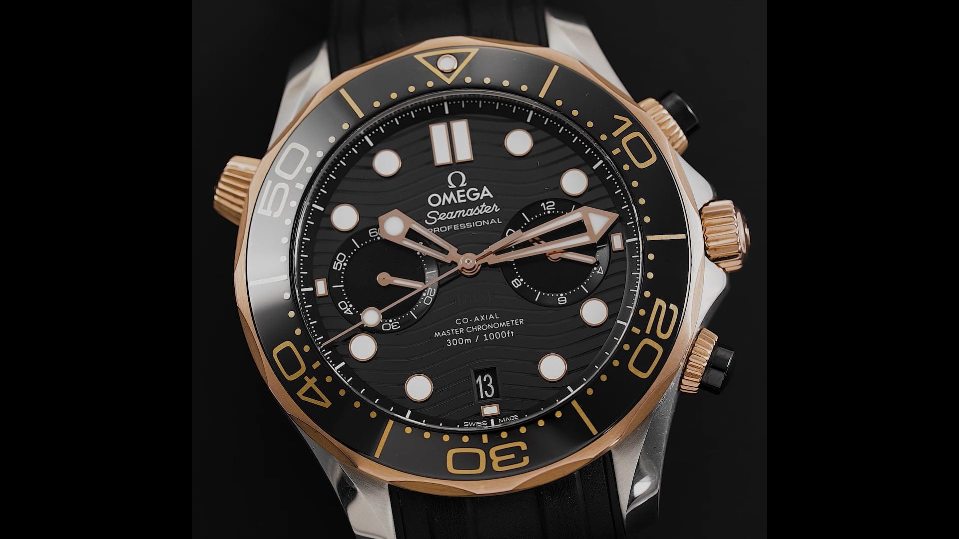 OMEGA Seamaster 腕時計 ブラック/ゴールド Pre-Owned Omega Seamaster Men Watch in Black Colour Dial