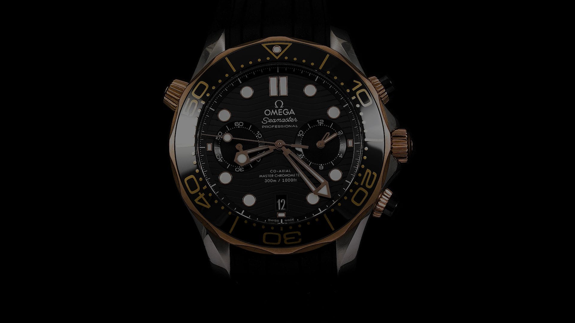 OMEGA Seamaster 腕時計 ブラック/ゴールド Pre-Owned Omega Seamaster Men Watch in Black Colour Dial