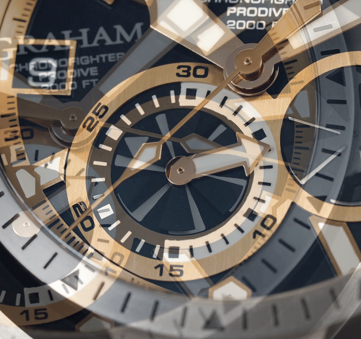 Pre-Owned Graham Chronofighter Oversize Men Watch in Black Colour Dial