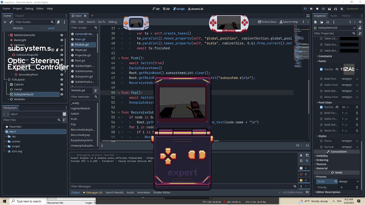 Swapping game window and weapons as modules show up