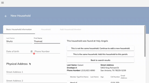 Adding a Household