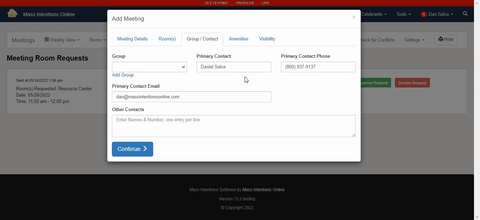 Online Room Requests