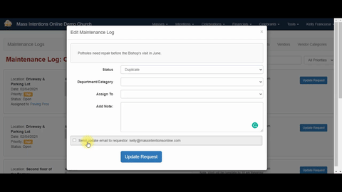 Adding and Managing Maintenance Requests