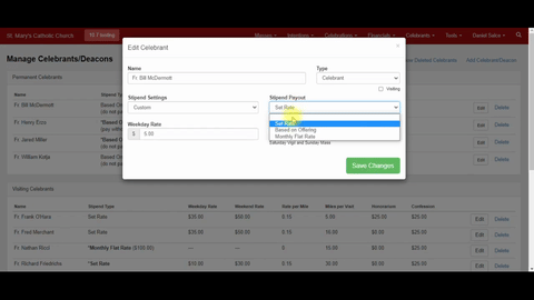 Managing Celebrants & Setting Custom Payment Rules