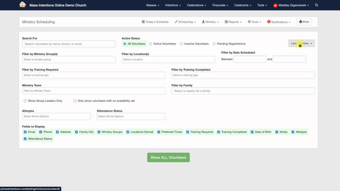 Reports Menu