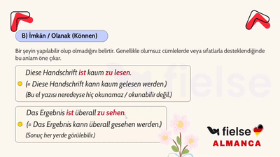 Passiv-Ersatzformen I: Edilgen Yerine Kullanılan Yapılar (sein + zu + Infinitiv)