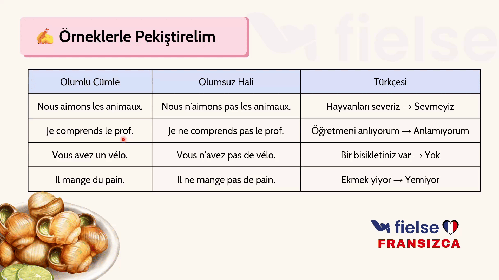 Olumsuzluk Kullanımı ("ne... pas") (C’est difficile → Ce n’est pas difficile)
