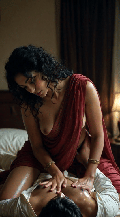 Busty Indian Straddles Fit Stud for Oily Chest Massage