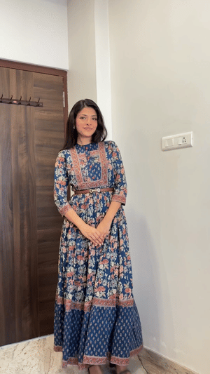 Ziva Indigo Botanical Anarkali