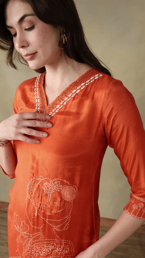 Mamicha Orange Kurta Set