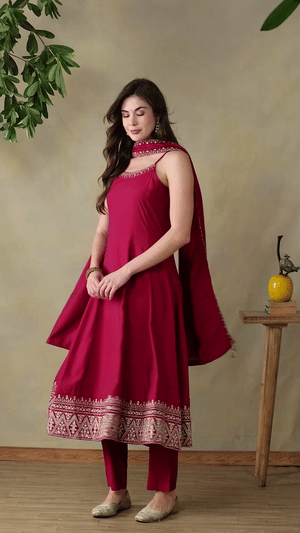 Mamicha Maroon Ethnic Set