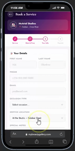 How a customer can book a service
