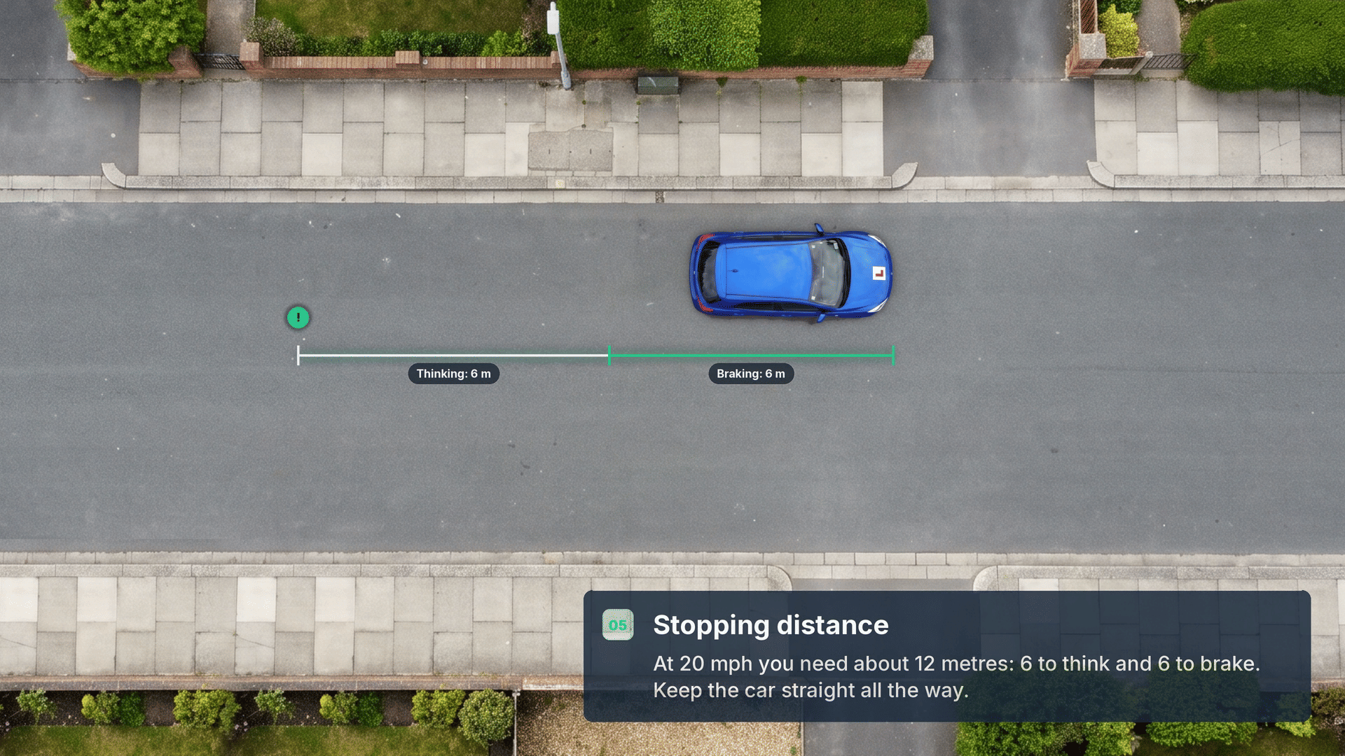 Emergency stop driving test manoeuvre