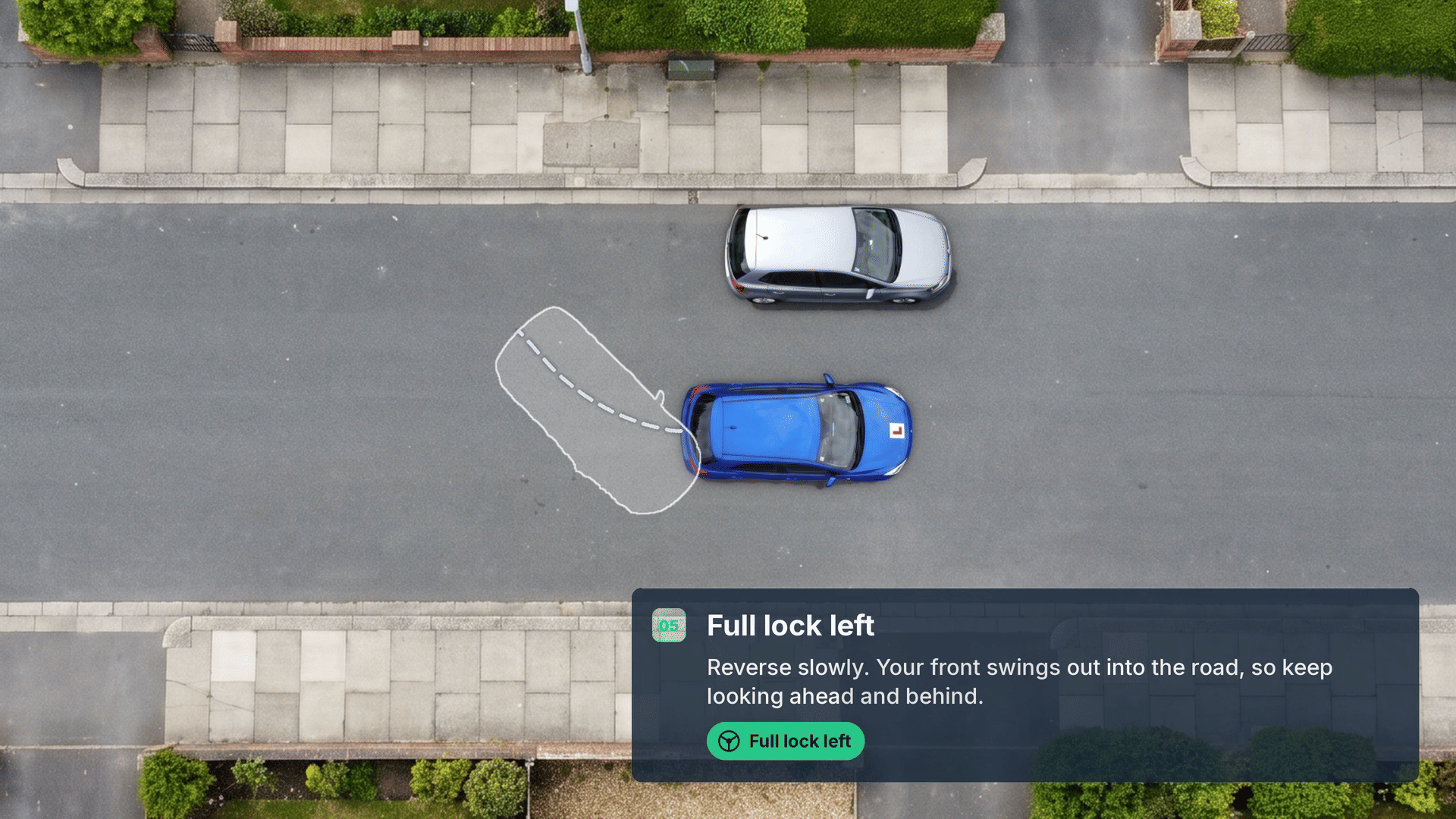 Parallel park driving test manoeuvre