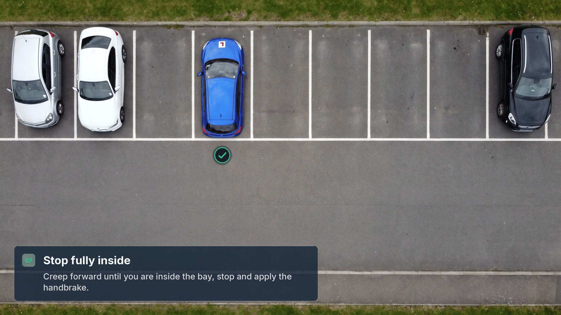 Forward bay park driving test manoeuvre