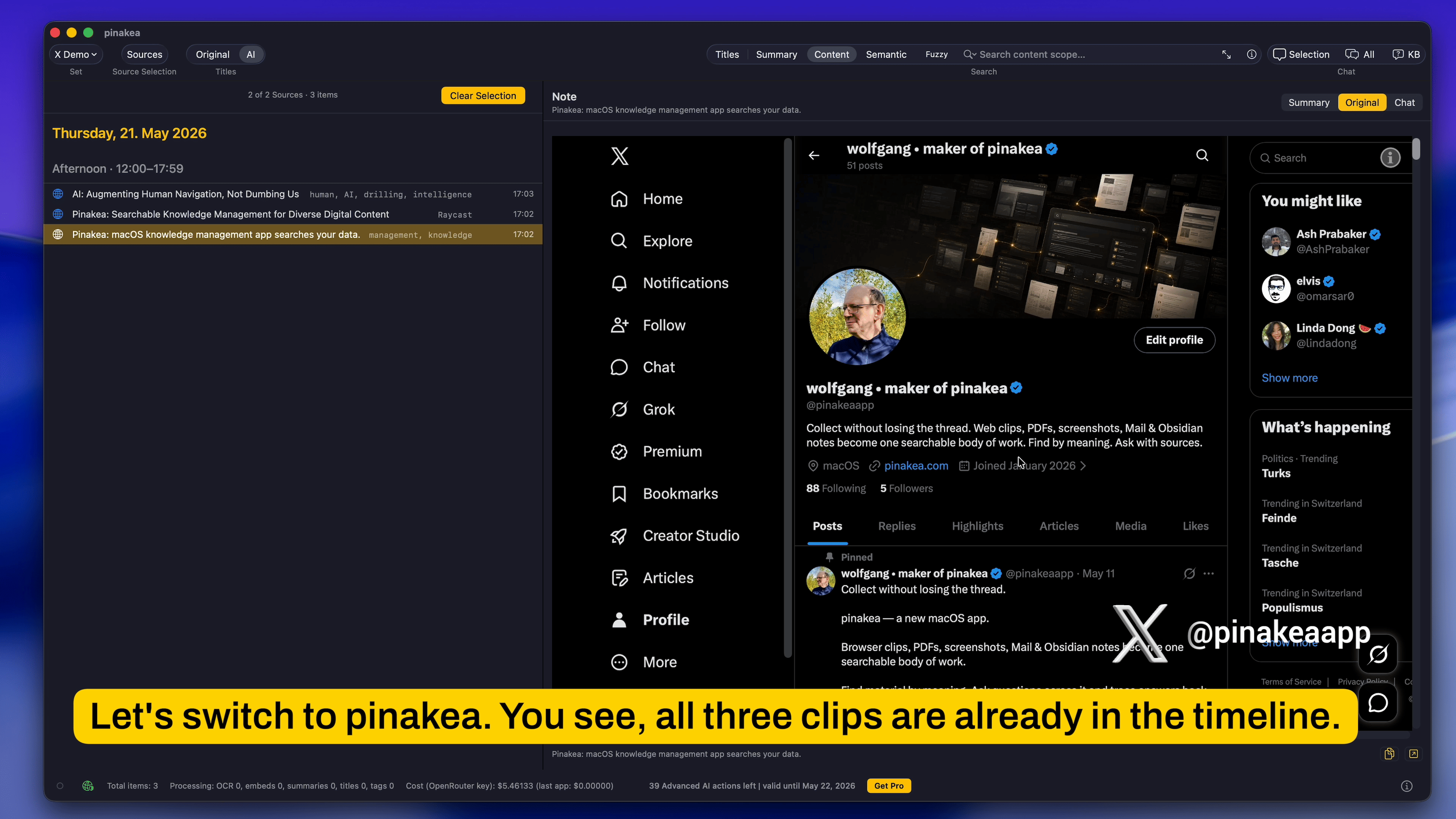 Save X profile and chat about it preview
