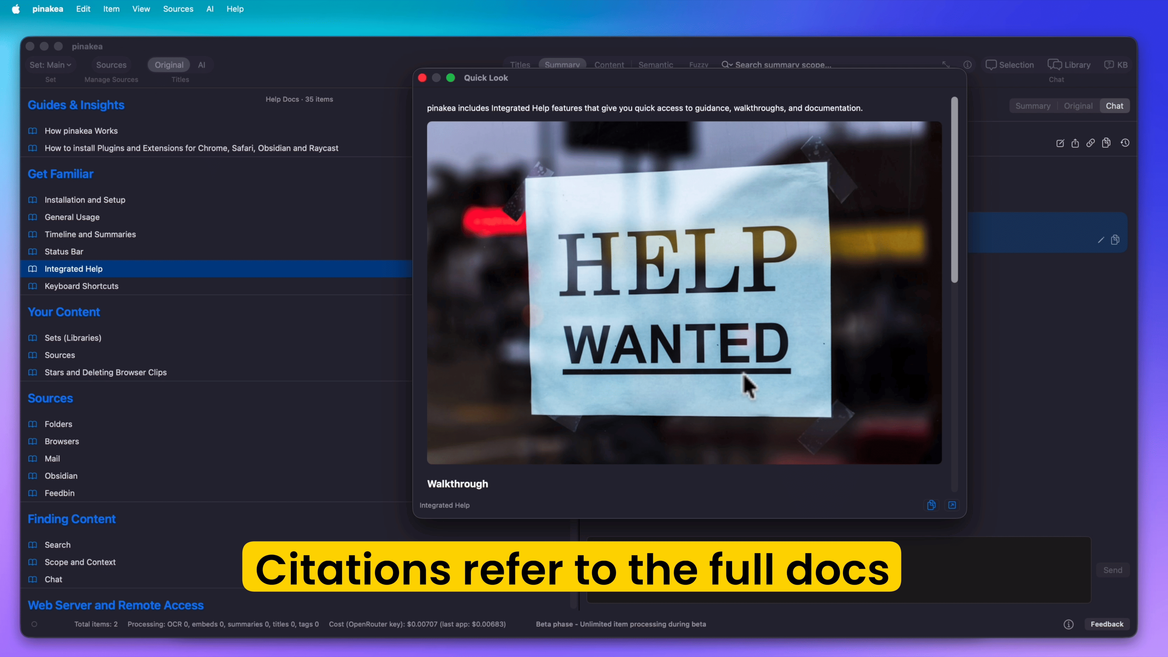 Getting help – Chat with Knowledge Base preview